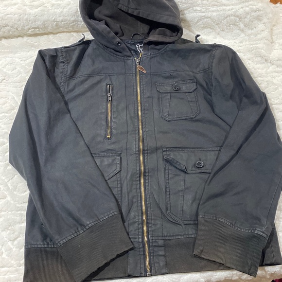 Empyre Surplus Y2K black hooded utility jacket size Large - Picture 3 of 15
